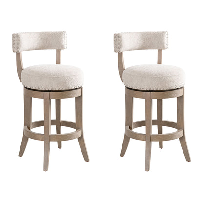 Mystic - Solid Wood Upholstered 26" Counter Height Swivel Barstool