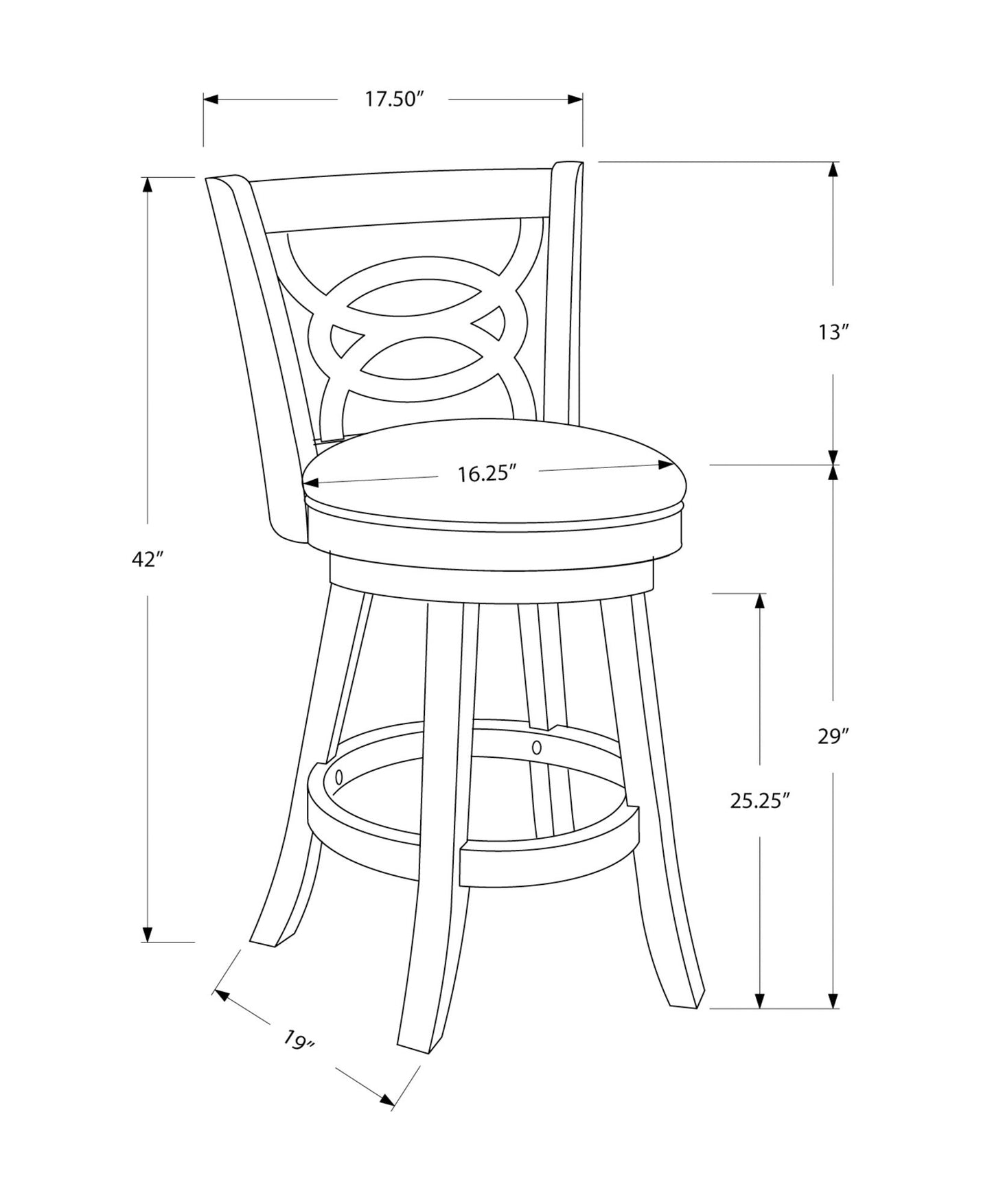 Stylish Design Swivel Bar Stool With Bar Height Leather Look (Set of 2)