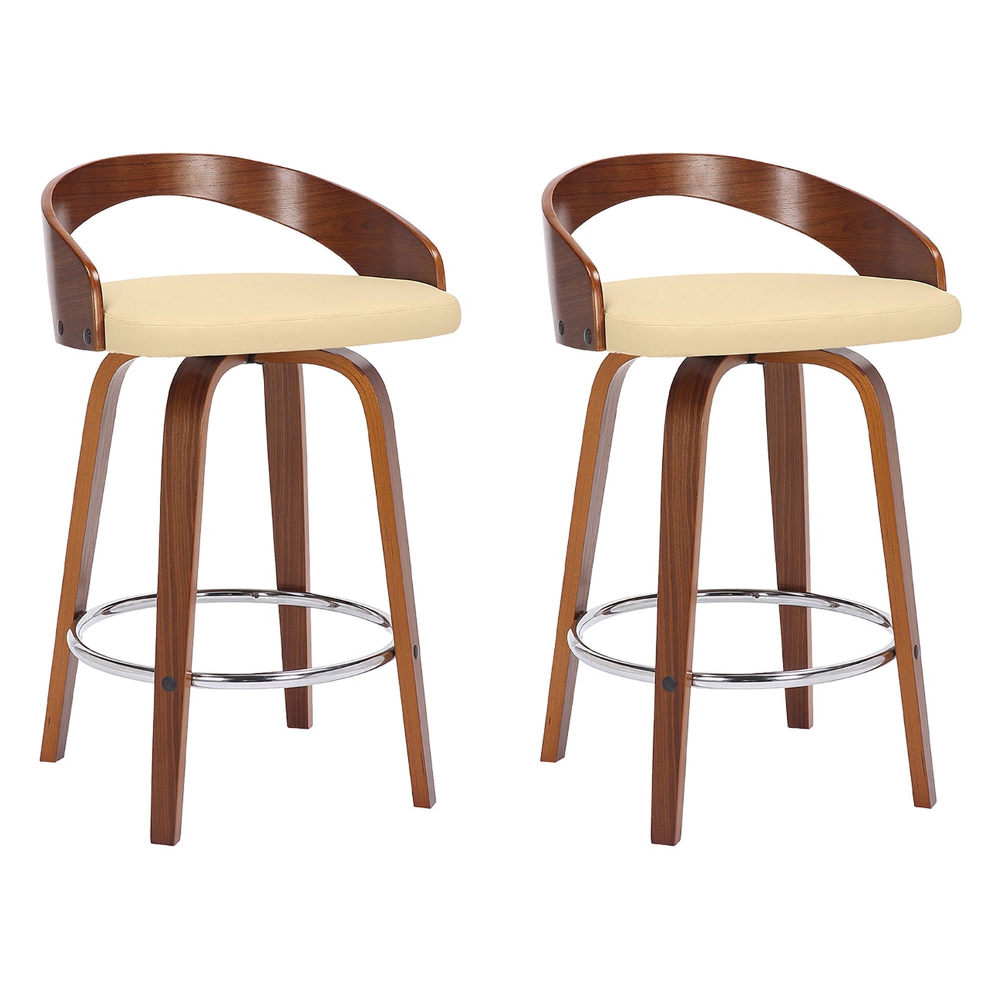 Sonia - 26" Counter Height Swivel Bar Stool - Walnut Wood