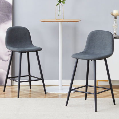 Modern Black Pu Bar Chair Rounded Backrest (Set of 2)