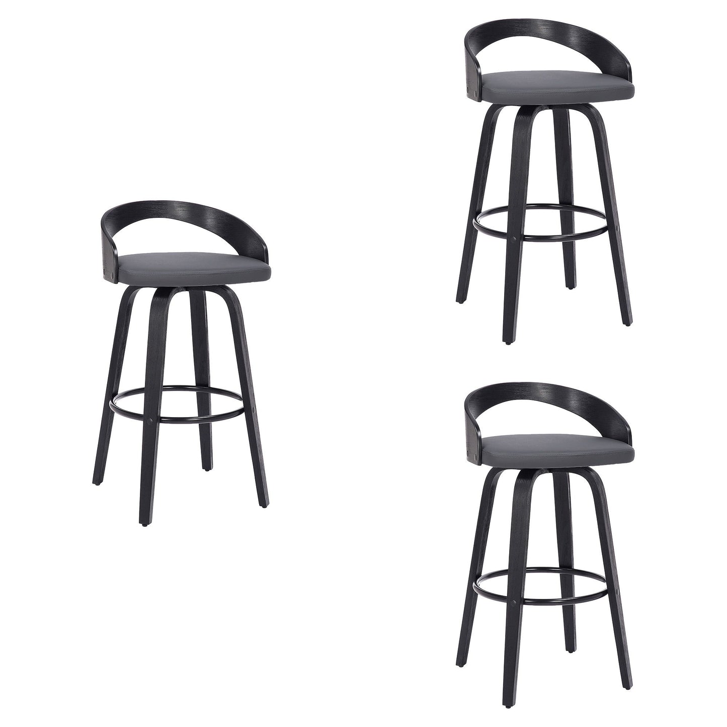 Sonia - 26" Counter Height Swivel Bar Stool - Black Wood