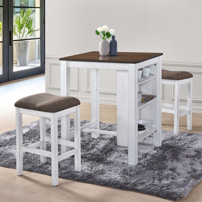 3 Pieces Counter Set Storage Space For Small Space Modern Farmhouse Design Retro Design Easy To Assembly - Antique Dark Oak / Antique White