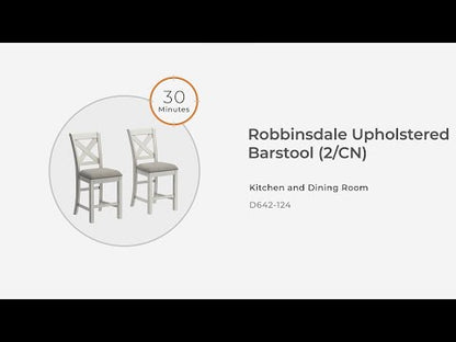Robbinsdale - Antique White - Upholstered Barstool (Set of 2)