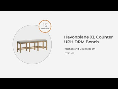 Havonplane - Brown - XL Counter Height Upholstered Dining Bench